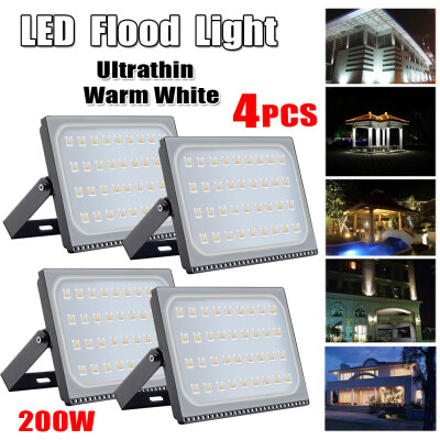 

4PCS 200W LED Flood Light Floodlight Indoor Outdoor Landscape Warm White Lamp US