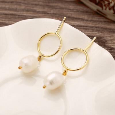 

Retro Freshwater Pearl Earrings Creative Temperament Simple Wild Slim Earrings