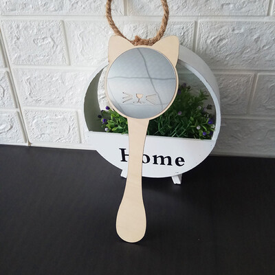 

Toponeto Nordic Wooden Mirror Cartoon Butterfly Rabbit Baby Kids Room Decor Handle Mirror