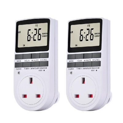 

Pack of 2 Digital Plug-in Timer Socket LCD Display 10 Programmable Switching Programs 24 Hours & 7 Days Energy Saving Timer Socket