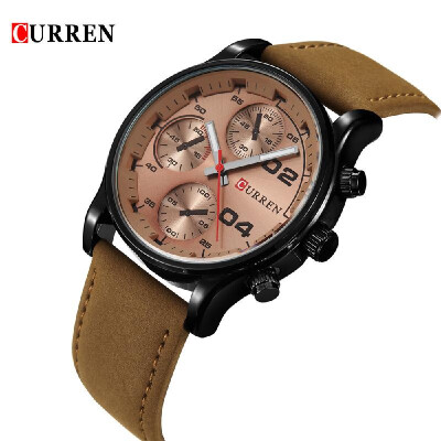 

CURREN Brand 2016 Luxury Casual Mens Quartz Watch PU Leather Sports Style Fashion Man Wristwatch Business Watch for Man Water-res