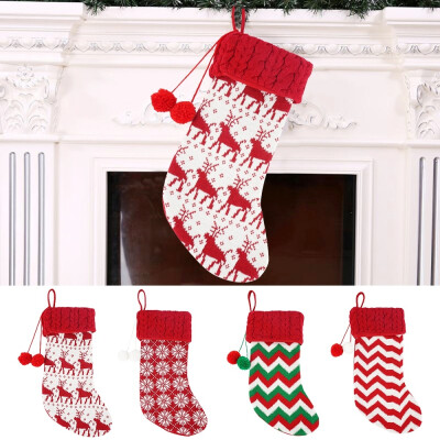 

2PCS New Childrens Gift Bags with Knitted Stocking Bags Christmas Socks Festival Creative Xmas