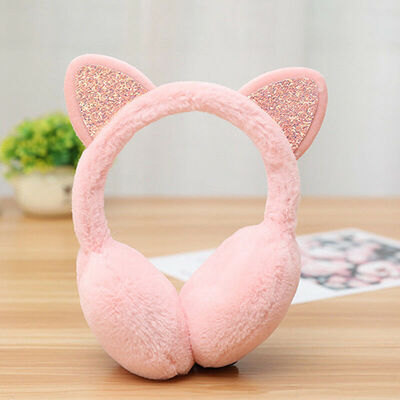 

Women Girl Cat Ear Muffs Earlap Sequin Earmuffs Winter Ear Warmer Earmuffs
