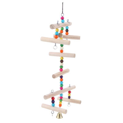 

Pet Bird Parrot Birdcage Accessories Hanging Round Wood Gnawing Swing Toy