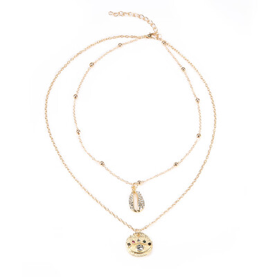 

Bohemia Layer Shell Necklace Chain Turkey Evil Eye Hamsa Hand Fatima Palm Necklace For Women Fatima Cubic Zirconia Gold Color CZ