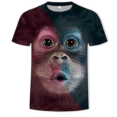 

Mens T-Shirt Round Collar 3D-Printed Loose Casual Short Sleeve X-3XL Summer