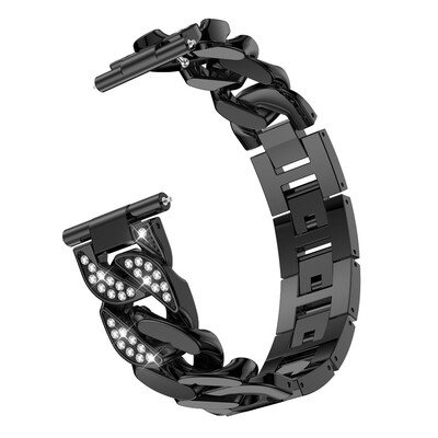 

〖Follure〗Single Row Cowboy Chain Metal Crystal Watch Band Wrist Strap For Fitbit Versa BK