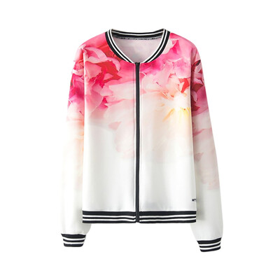 

Toponeto Women Long Sleeve Tie Dye Print Zipper Pockets Casual Sport Coat