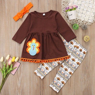 

3PCS Toddler Kids Baby Girl Xmas Outfit Tops DressLeggings Pants Clothes Set