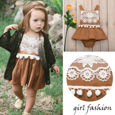 

US Stock Infant Baby Girls Lace Romper Bodysuit Jumpsuit Dress Clothes Outfits
