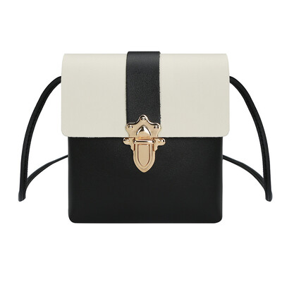 

Fashion Women Messenger Bags Hit Color Plug Lock Small Square Bag PU Leather Phone Mini Handbags Clutches YJ