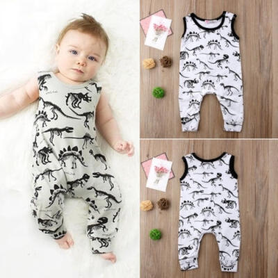 

Summer Fashion Full Print Dinosaur Vest Sleeveless Onesies White