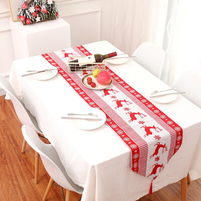 

Gobestart Creative Christmas Cotton Linen Tablecloth Table Flag Desktop Decoration