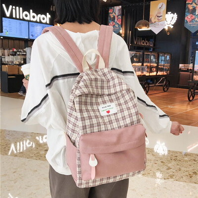 

Ins schoolbag female Korean version of high school students campus simple Mori ancient feeling light girl plaid double shoulder ba