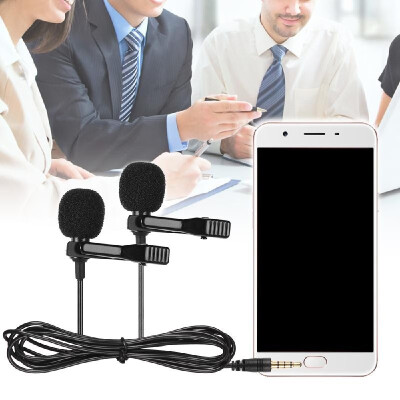 

Dual-head Lavalier Lapel Omnidirectional Clip-on Microphone Mic for Smartphone Laptop Camera 35mm Audio Plug Devices for Program