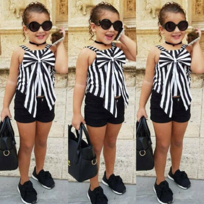

Summer Kids Baby Girls Outfit Clothes T Shirt Tops Dress Jeans Shorts Pants Set