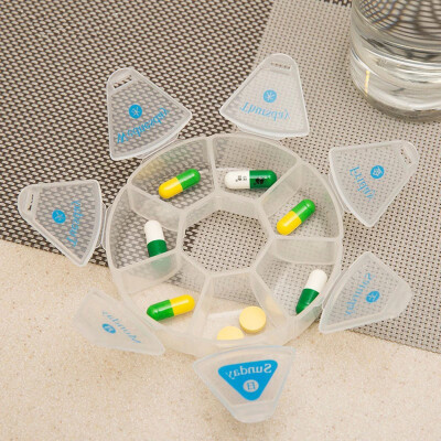 

〖Follure〗Round Shaped Clear Hard Plastic 7 Day Drug Organizer Case