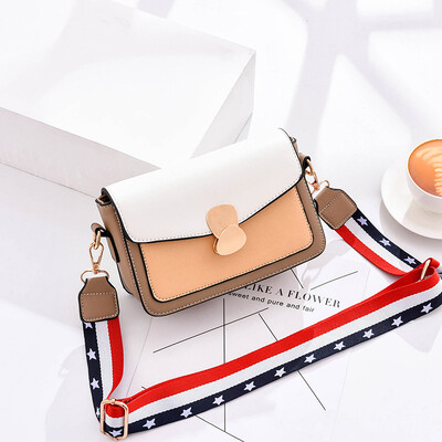 

New fashionable one-shoulder one-shoulder one-sided inclined bag wide shoulder strap tide envelope&small square bag for l