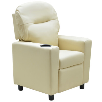 

Kids Sofa Manual Recliner PU Ergonomic Lounge Chair-Beige