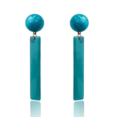 

New Fashion 1Pair Acetic Acid Long Earrings Individuality Retro Green And Colorful Round 1 Word Earrings Tide Jewelry