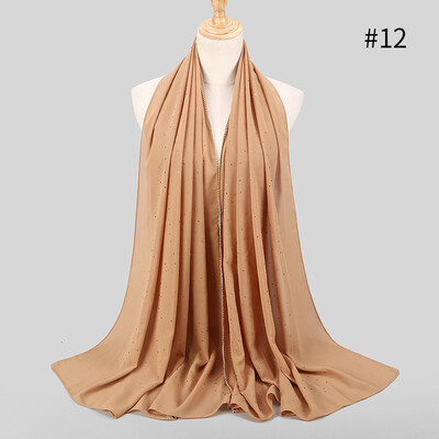 

New high quality pearl chiffon inlay bit towel spring&summer long section Muslim woman hijab scarf