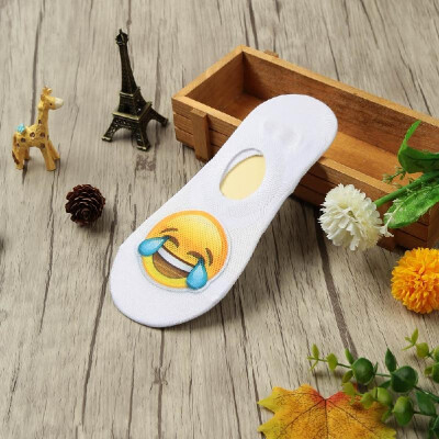 

New Fashion Women Casual Socks Cute Emoji Print Low Cut Breathable No-Show Liner Non-Slip Socks