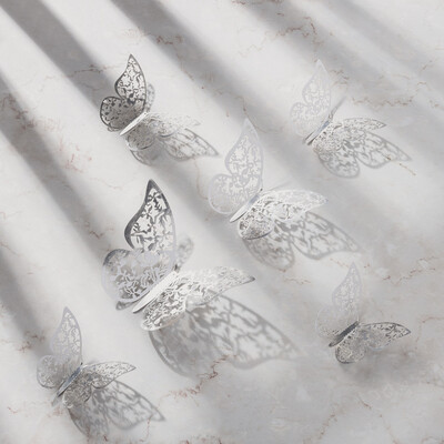 

〖Follure〗12 Pcs 3D Hollow Wall Stickers Butterfly Fridge for Home Decoration New