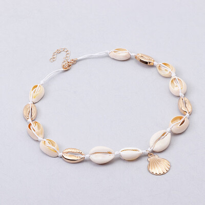 

Bohemian Natural Sea Shell Cowrie Necklace For Women Choker Rope Chain Gold Shell Collar Concha Necklaces Beach Summer Jewelry