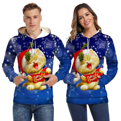 

Toponeto Couples Autumn Spring Fashion 3D Christmas Long Sleeve Hoodies Top Sweatershirt