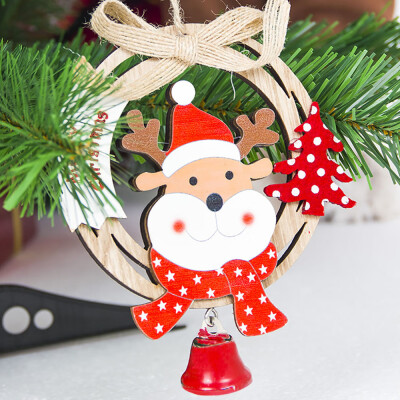 

Toponeto Cute Santa Clause Bow Bell Christmas Tree Ornament Decoration Wooden Snowman Elk