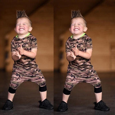 

Newborn Kids Baby Boy Girl Camo Hooded Top Shirt Romper Pants Playsuit Clothes Outfits