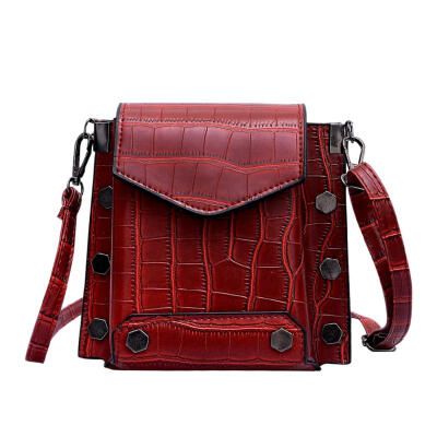 

Rivet Stone Pattern Handbags Women Messenger Leather Shoulder Crossbody Bag