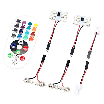 

1 set Festoon T10 5050 SMD 12LED RGBW Car Light Auto Remote Controlled Led Lamp
