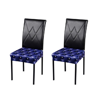 

2pcs 3D Printing Spandex Stretchable Dining Chair Seat Covers Ceremony Chair Slipcovers Protectors Wedding Events Decoration--Blue