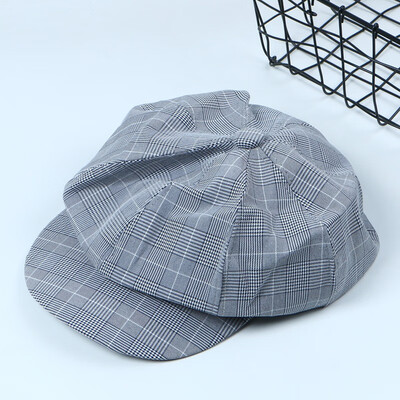 

Hat Female Spring&Summer Cotton Stripe Octagonal Hat Student Leisure Ribbon Hat Pure Chequered Painter Hat Tide