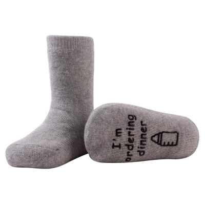 

Cartoon Unisex English Letters Printed Cotton Socks Non-Slip Warm Stocking