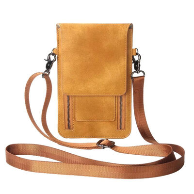 

Solid Color Women Multi Slots Genuine Leather Crossbody Sling Bag Phone Holder