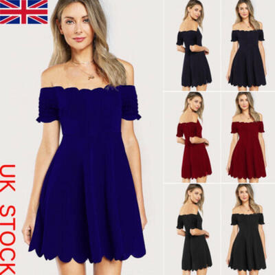 

UK Women Ladies Vintage Swing Skater Party Evening Retro Mini Dress Size 6-14
