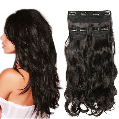 

20" Inch Clip in Hair Extensions 3pcs 8 Clips Curly Silky Synthetic Full Head Hair Pieces Length50cmWeight190g