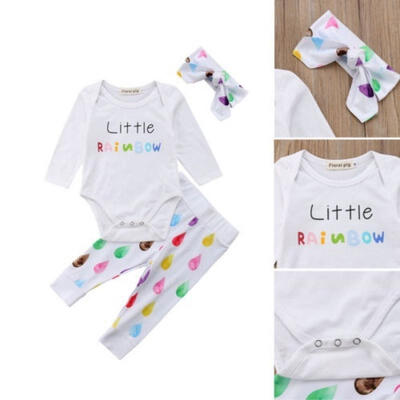 

Hot Casual Clothes Newborn Infant Kids Baby Girl Boys Romper Bodysuit Pants 3pcs Set
