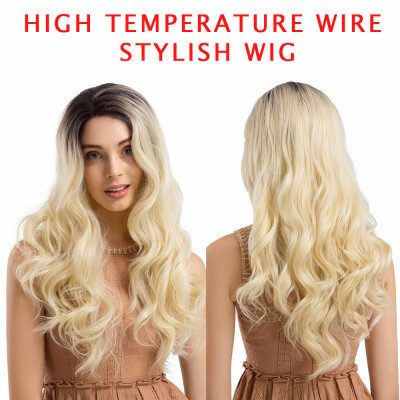 

〖Follure〗Natural Gradient Gold Medium Length Straight Hair Fashion Female Human Hair Wigs