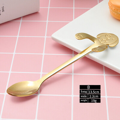 

Toponeto Cute Dog Spoon Long Handle Spoons Flatware Coffee Drinking Tools Kitchen Gadget