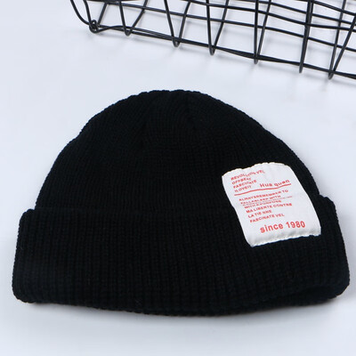 

Sticking letters original Chao brand melon skin wool cap sailor short-style hooligans retro-Korean hip-hop ins knitted hat
