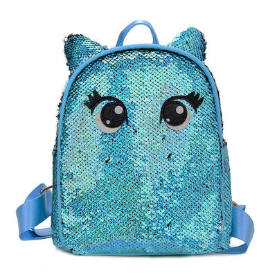 

Cute Eyes Print Small Backpacks Preppy Women Sequins Shoulder School Bags