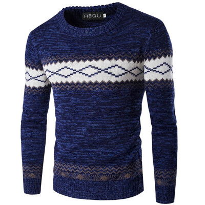 

Men Pullover Sweaters Crewneck Abstract Pattern Sweater Autumn Jumpers