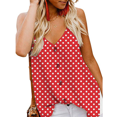 

Starmoon Womens Button Down V Neck Strappy Print Tank Top Loose Casual Sleeveless Shirts