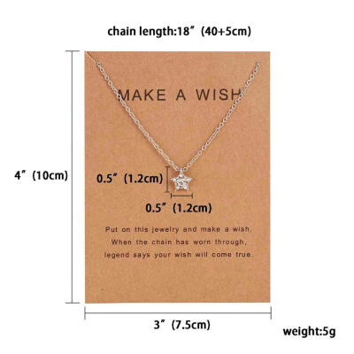 

Fashion Star Paper Card With Bow Pendant Women Minimalist Clavicle Chain Necklace Statement Valentines Day Gift Card