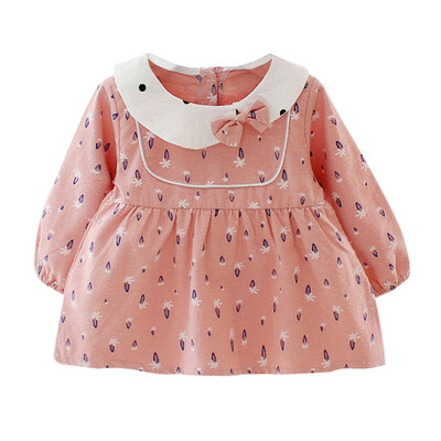 

2019 New Autumn Casual Baby Girls Floral Print Long Sleeve Dress Kids Toddler Pageant Sundress