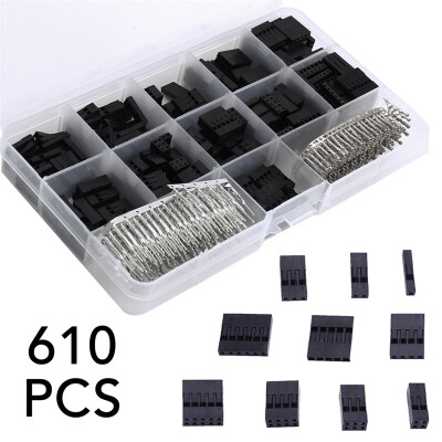 

610Pcs 254mm Housing Connector Jumper Pin Header Male Female Crimp Pins Kit For Dupont