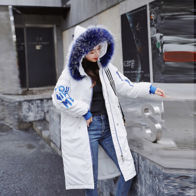 

Toponeto Women Winter Warm Letter Print Outerwear Hooded Coat Slim Cotton-padded Jacket